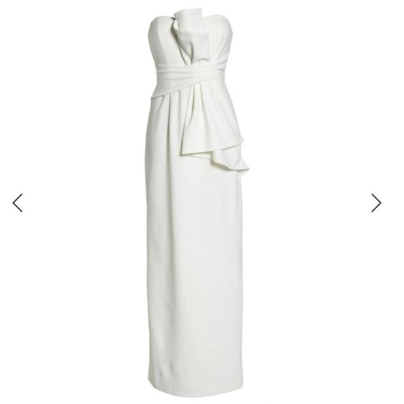 ADRIANNA PAPELL STRAPLESS RUCHED GOWN IN IVORY - SIZE 10P - Picture 5 of 5
